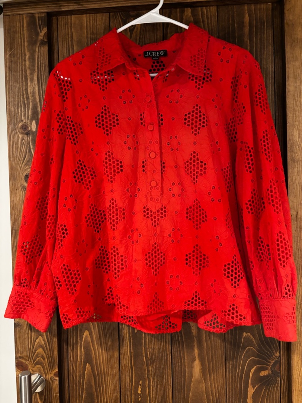 J.Crew Eyelet Balloon Sleeve Collared Shirt with Cami Large